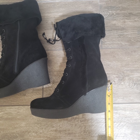 Via Spiga Suede Leather Wedge Boots. - Picture 2 of 3